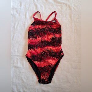 TYR women's size 36 or Medium black & red swimsuit. EUC